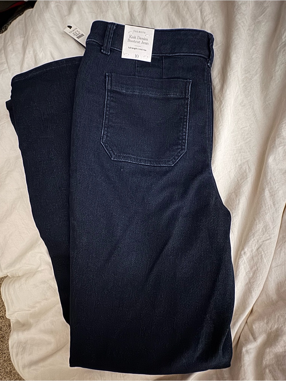 NWT Talbots Knit Denim Bootcut Jeans Dark Wash Size 10 - Picture 2 of 5